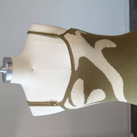 NWOT Miss Sparkling Floral Knit Sweater Tank Dress Green L fall retro hippie - Picture 5 of 10